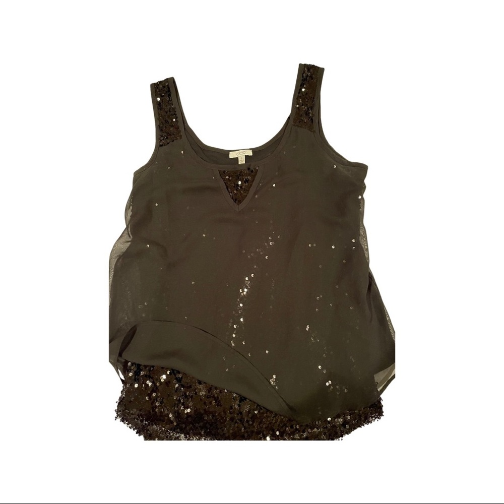 CACHE S Black Sequin Tank